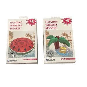 2 Pack Floating Wireless Bluetooth Speakers Watermelon PalmTree IPX5Water-Resist